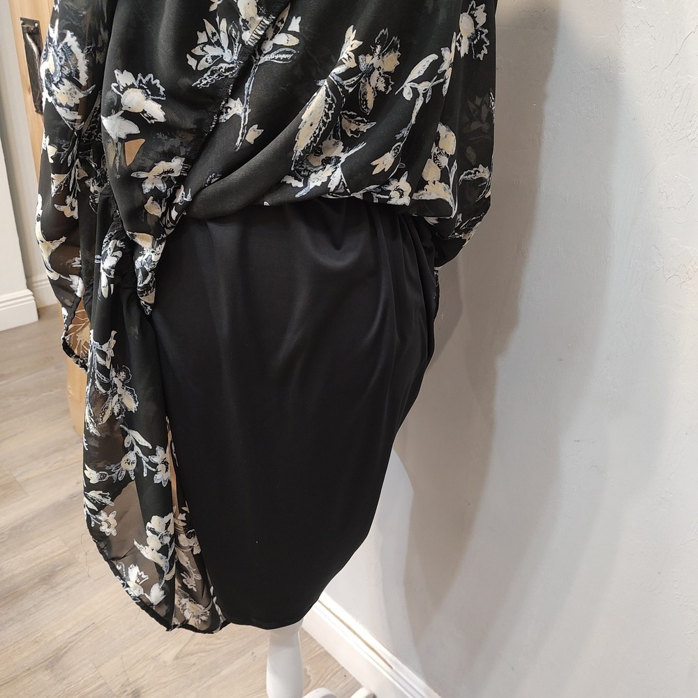 Wallflower Midi Dress Sz XXL Women Floral Print Black Blue Slip Spaghetti Straps - Picture 6 of 9